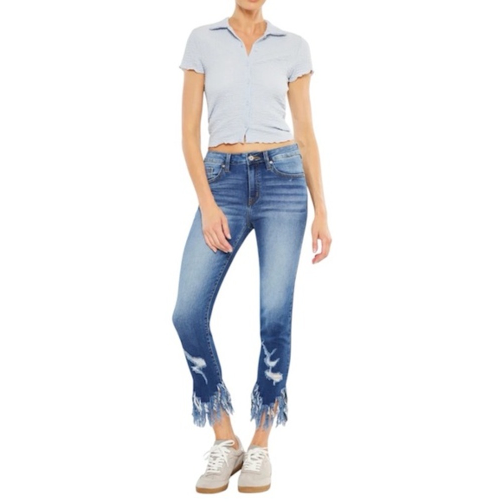 KanCan Ratana Stretch Blue Distress Frayed High Rise Ankle‎ Skinny Jeans 9/28